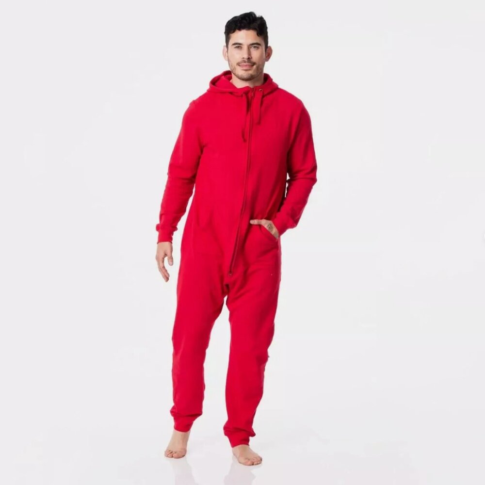 KicKee Adult Fleece Jumpsuit with Hood in Crimson size M New!